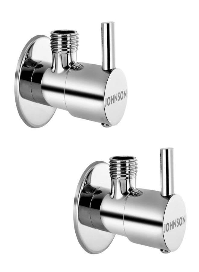 Johnson Bathrooms صنبور زاوية صغير من النحاس الأصفر من جونسون باثروومز مع شفة | صمام زاوية مثبت على الحائط بهيكل نحاسي مطلي بالكروم | صمام زاوية خارجي مطلي بالكروم (عبوة من قطعتين) - Image 1